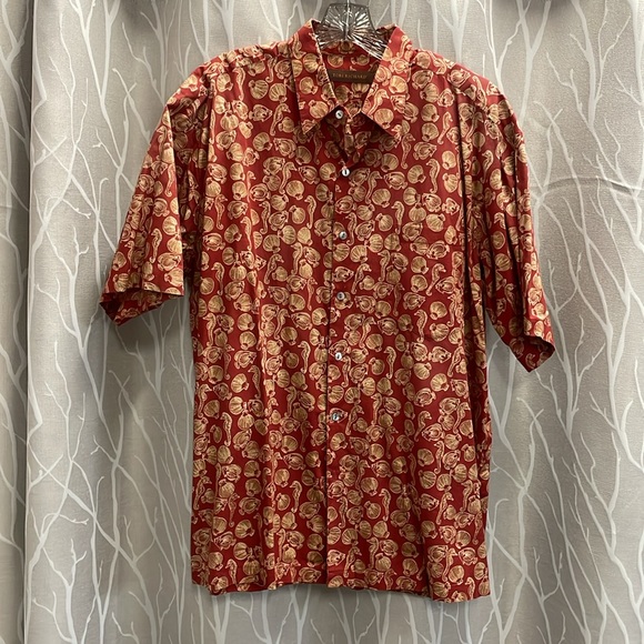 Tori Richard Red and Cream Patterned Shirt all cotton size L - Picture 1 of 5